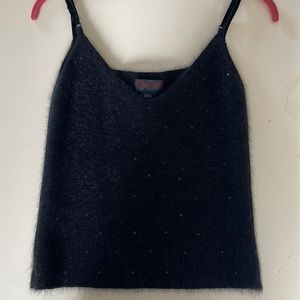 Elegant Black rabbit hair sequined Ralph camisole